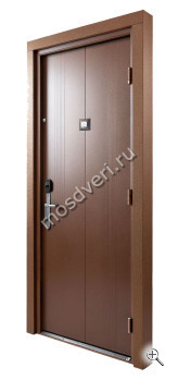 Дверь входная металлическая коричневая под дерево КДВ-010 - купить от производителя Мосдвери Дверь входная металлическая коричневая под дерево КДВ-010
