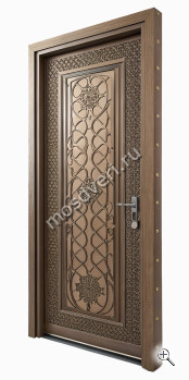 Дверь входная коричневая МДФ с резными панелями КДВ-029 - купить от производителя Мосдвери Дверь входная коричневая МДФ с резными панелями КДВ-029